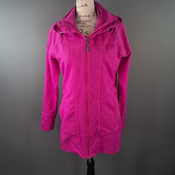 Athleta Rishi Yoga Pink Zip Up Sweatshirt Jacket Hoodie Hot Pink Size Small - Picture 1 of 11